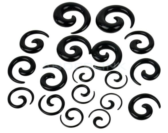 unknown Unisex 18PCS Ear Spiral Tapers False Snail Shape Set/ Lot Black/ White