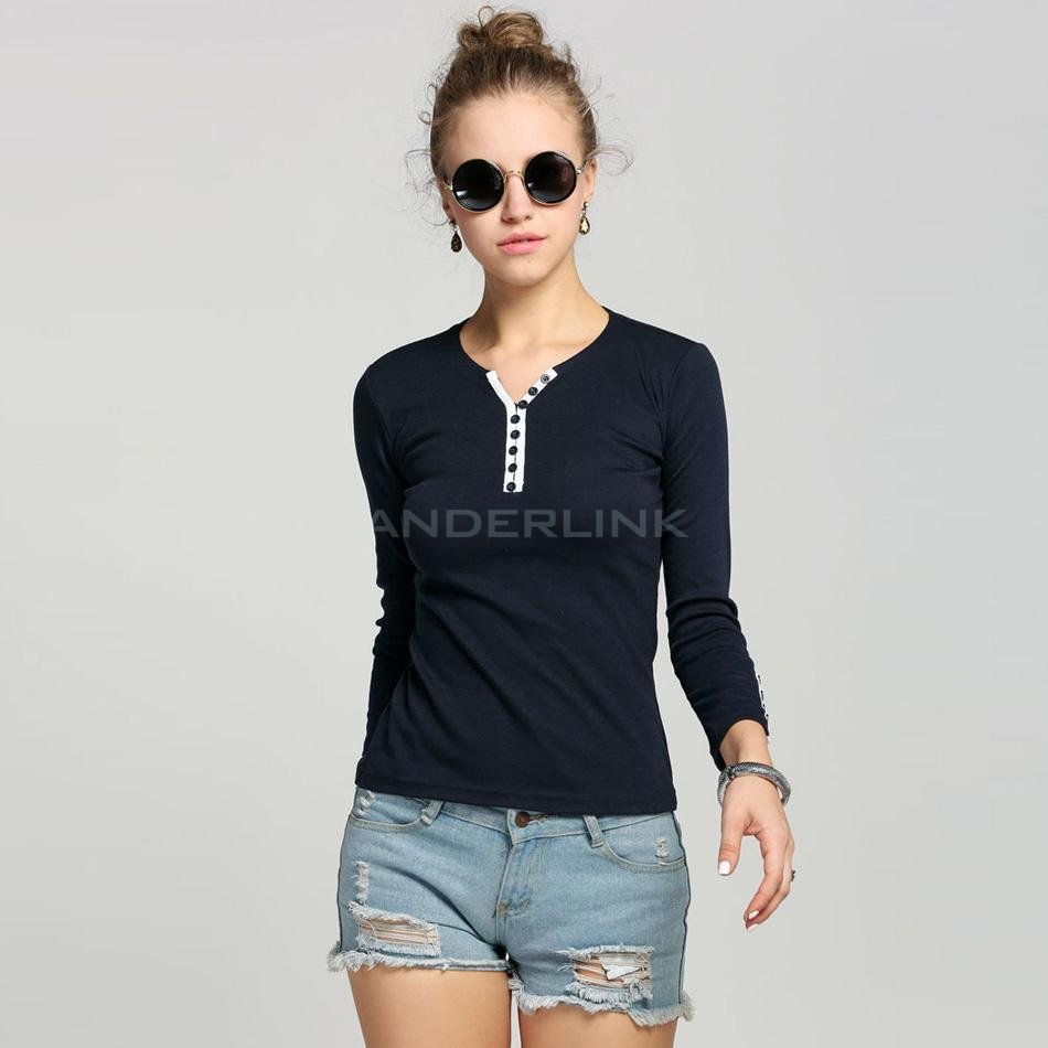 unknown Women's Girls Long Sleeve Bottoming Shirt Crew Neck T-shirt Solid Top