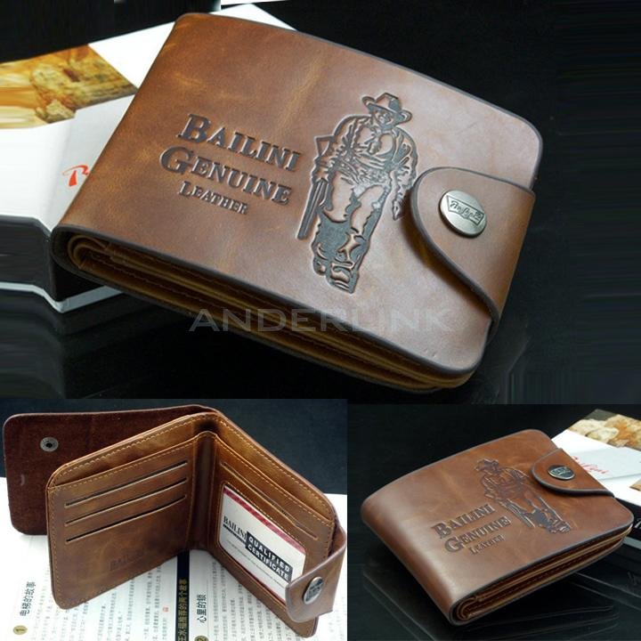 unknown New Men's Boys' Classic Leather Pockets Credit/ID Cards Holder Purse Wallet