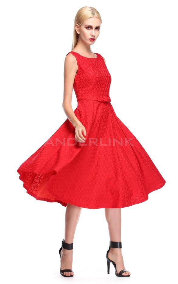 unknown Stylish Lady Women's Sexy Sleeveless O-neck Lace Slim Prom Party Cocktail Swing Dress