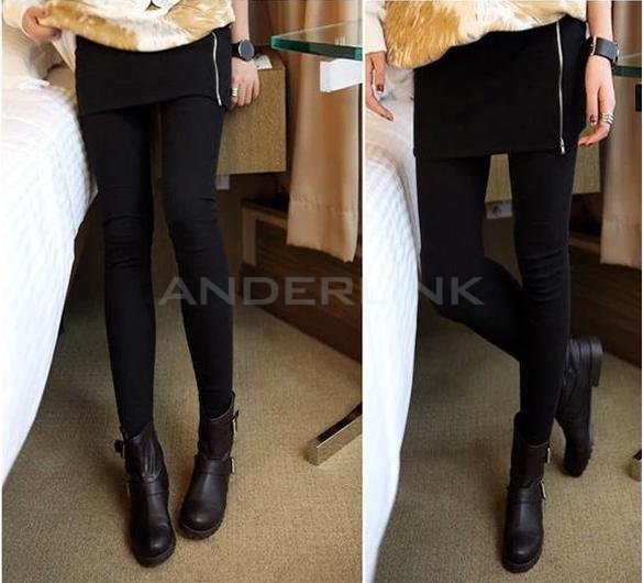unknown New Fashion Women's Leggings Pants With Zipper Skirt