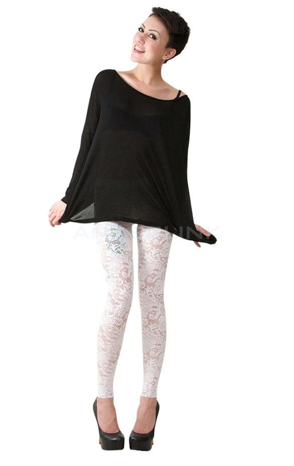 unknown New Fashion Sexy Women's Hollow Out Flower Lace Slim Elastic Waist Leggings