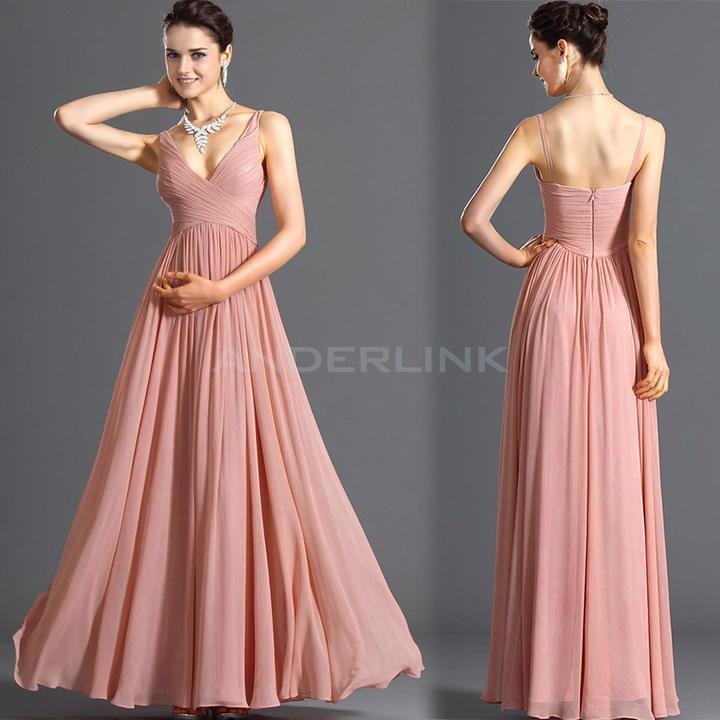 unknown Stylish Lady Women's New Fashion Sexy Sleeveless Backless Deep V-neck Party Ball Prom Gown Long Dress