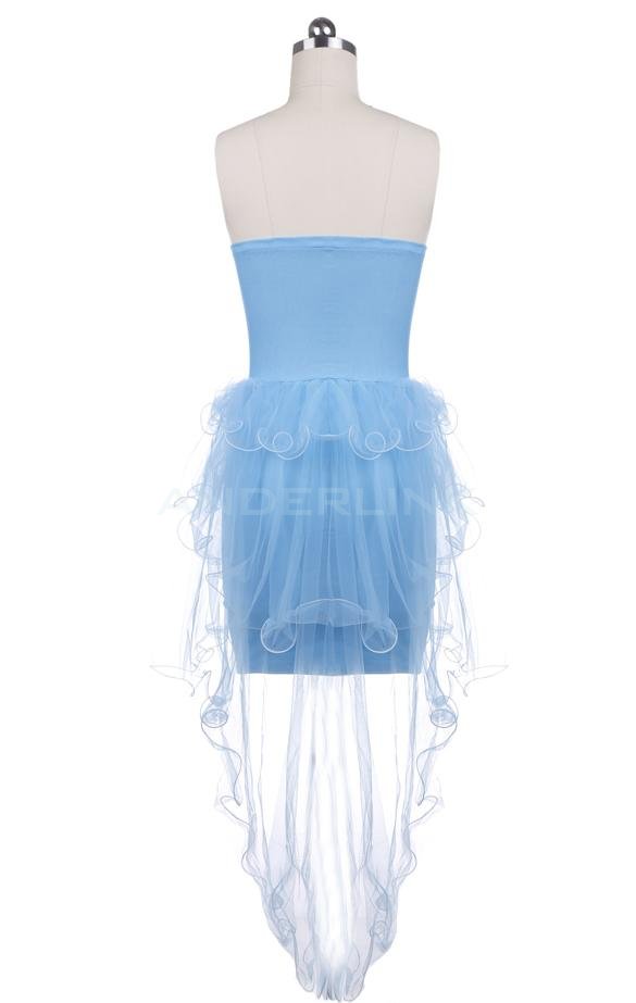 Stylish Lady Sexy Women's Strapless Sequin Layer Irregular Party Cocktail Fancy Bodycon Dress