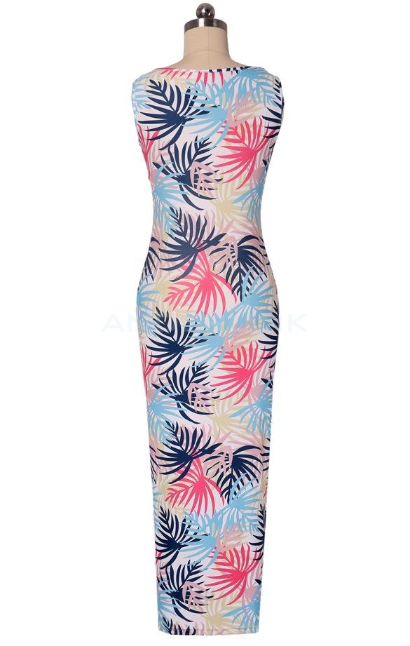 New Stylish Lady Women's Fashion Sleeveless O-Neck Casual Bodycon Sexy Slim Long Dress