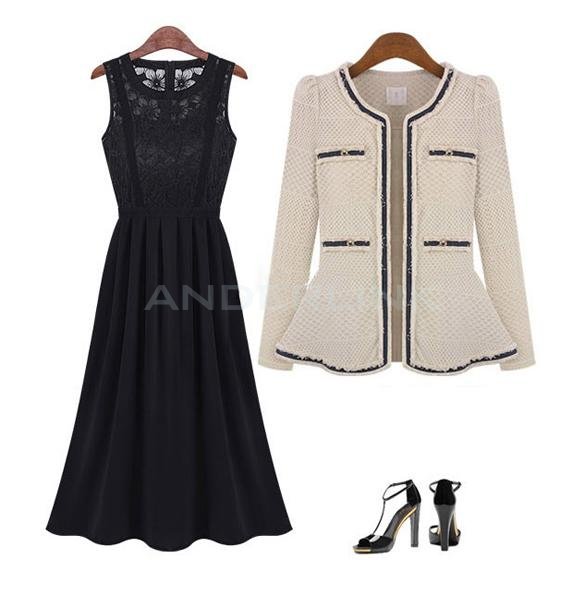 Stylish Lady Women's O-Neck Sleeveless Sundress Patchwork Party Cocktail Chiffon Long Dress