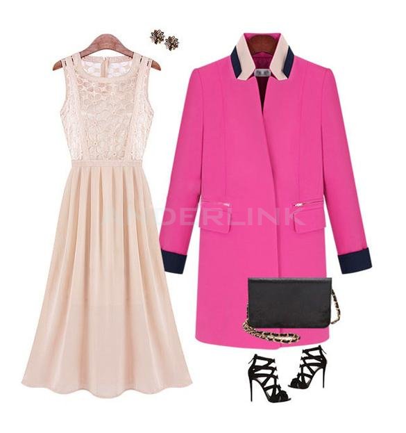 Stylish Lady Women's O-Neck Sleeveless Sundress Patchwork Party Cocktail Chiffon Long Dress