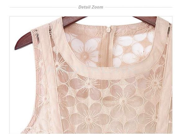 Stylish Lady Women's O-Neck Sleeveless Sundress Patchwork Party Cocktail Chiffon Long Dress