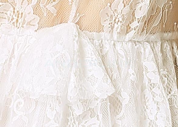 Stylish Lady Women Sweet O-Neck Sundress Lace Floral Bow Decor Casual Party Pleated Dress