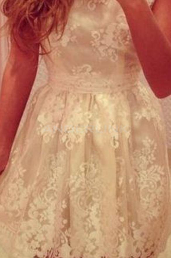 Stylish Lady Women Sweet O-Neck Sundress Lace Floral Bow Decor Casual Party Pleated Dress