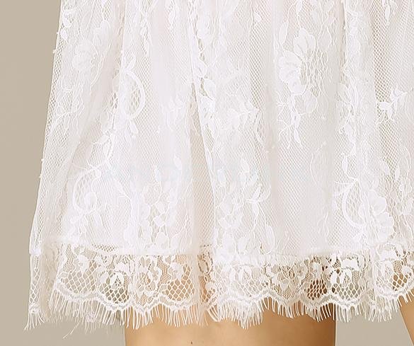 Stylish Lady Women Sweet O-Neck Sundress Lace Floral Bow Decor Casual Party Pleated Dress