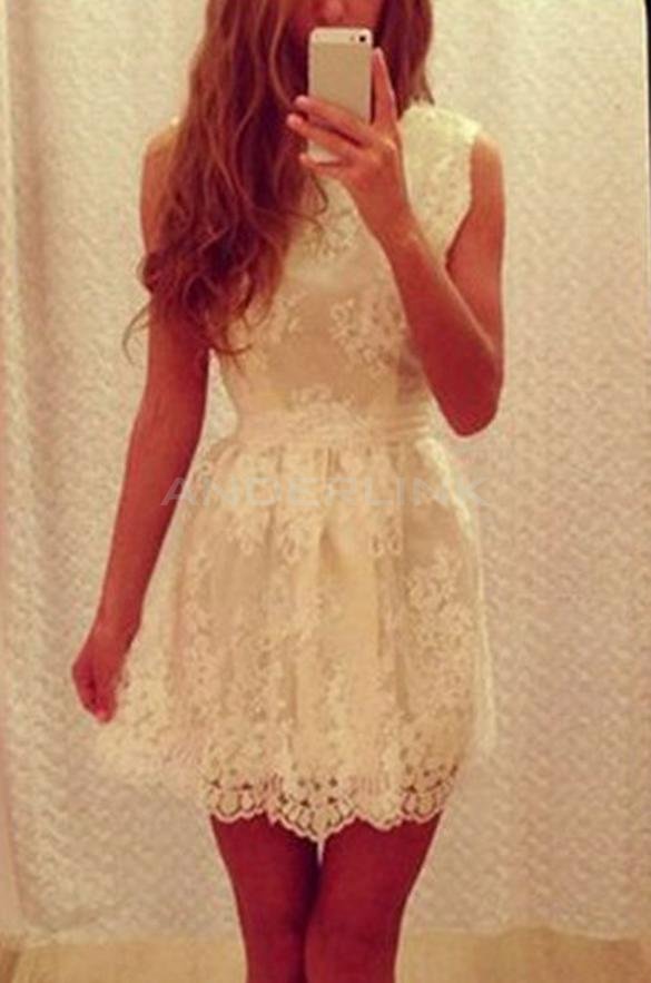 Stylish Lady Women Sweet O-Neck Sundress Lace Floral Bow Decor Casual Party Pleated Dress