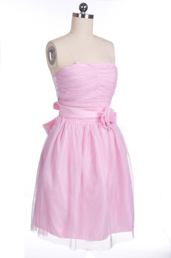 unknown Stylish Lady Women's Sexy Sleeveless Strapless Pink Short Bow Dress Prom Lace Up Evening Party Wear Gowns