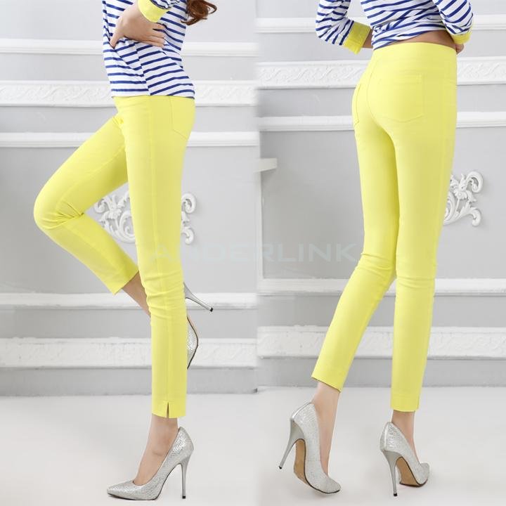 unknown Women Candy Color stretch pencil pants skinny Slim Long trousers 10 color 4 size Hot Sale