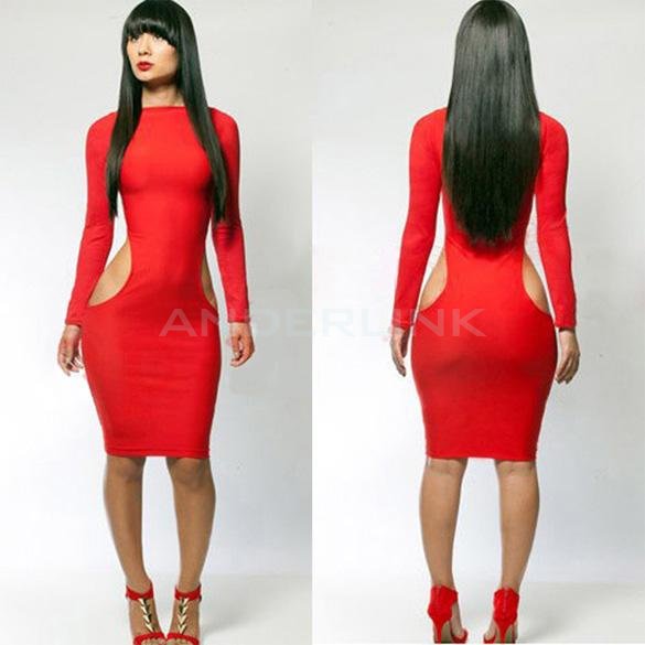 unknown New sexy women's bandage dress bodycon dress hollow Out waist Party dresses