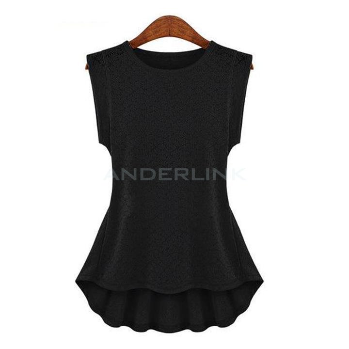 unknown Women's Vintage Lace Peplum Frill Bodycon Casual Party Tank Shirt Tops Blouse T-shirt