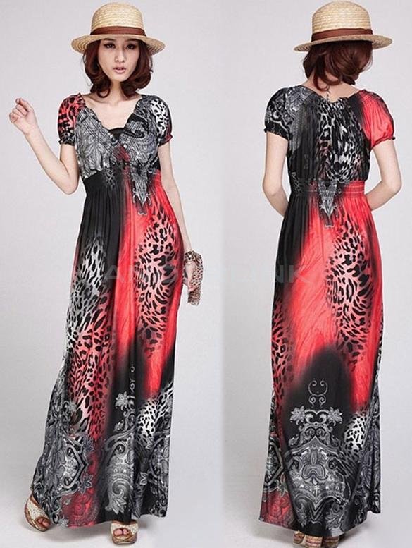 Women's V-neck High Waist Maxi Long Dress
