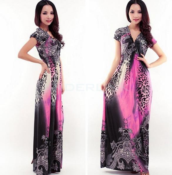 Women's V-neck High Waist Maxi Long Dress
