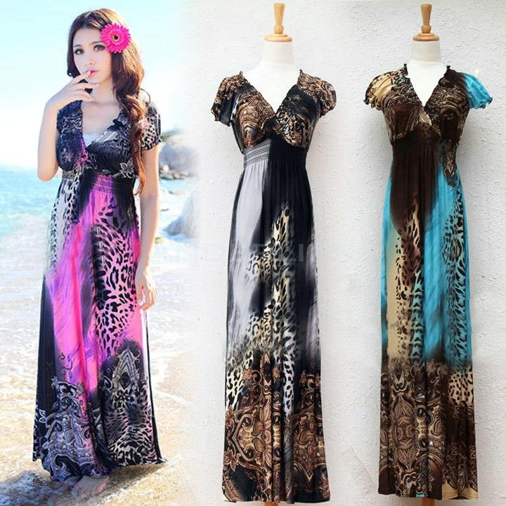Women's V-neck High Waist Maxi Long Dress
