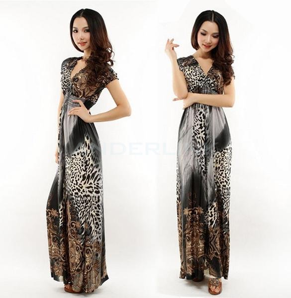 Women's V-neck High Waist Maxi Long Dress