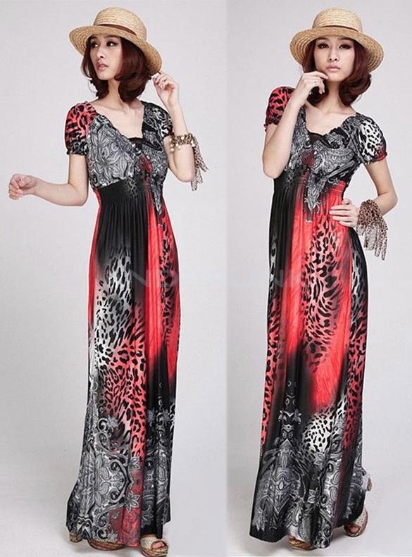 Women's V-neck High Waist Maxi Long Dress