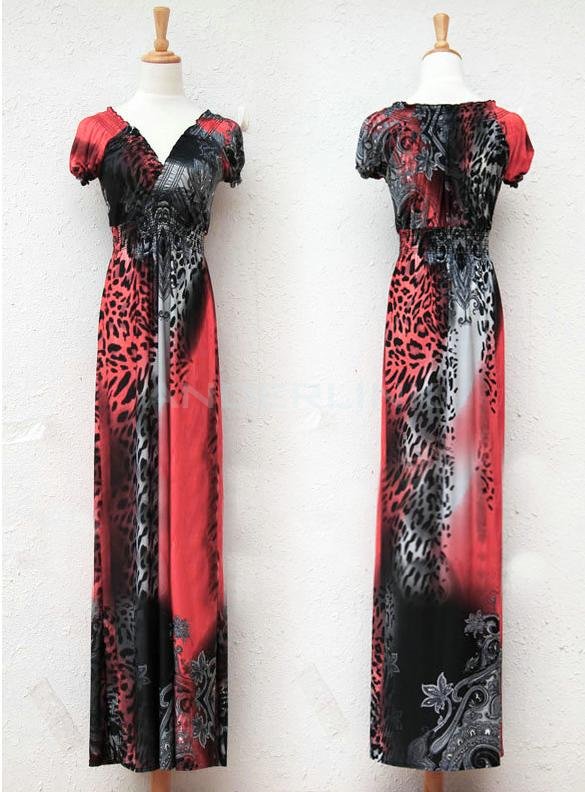 Women's V-neck High Waist Maxi Long Dress