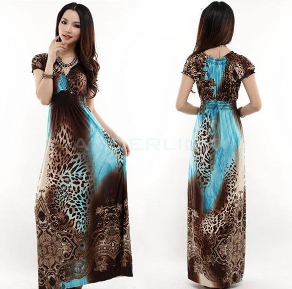 Women's V-neck High Waist Maxi Long Dress