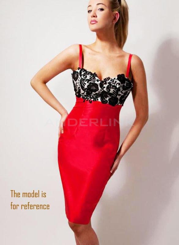 Women's Style Red Black Lace Party Evening Cocktail Bandage Bodycon Dress