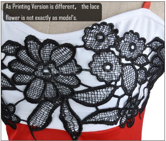 Women's Style Red Black Lace Party Evening Cocktail Bandage Bodycon Dress