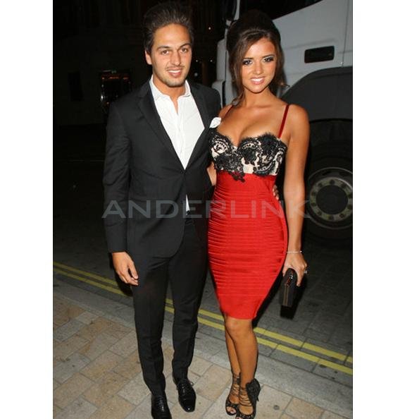 Women's Style Red Black Lace Party Evening Cocktail Bandage Bodycon Dress