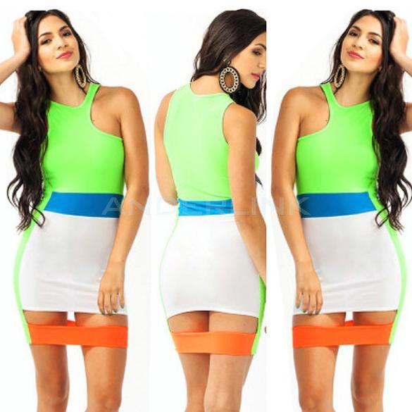 unknown Sexy Women Bandage Dress Clubwear Patchwork Bodycon Cocktail Party Club Clothing