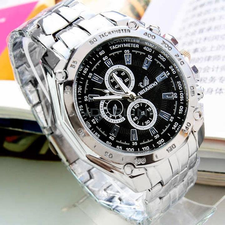 unknown Men's Fashion Stainless Steel Belt Sport Business Quartz Watch Wristwatches