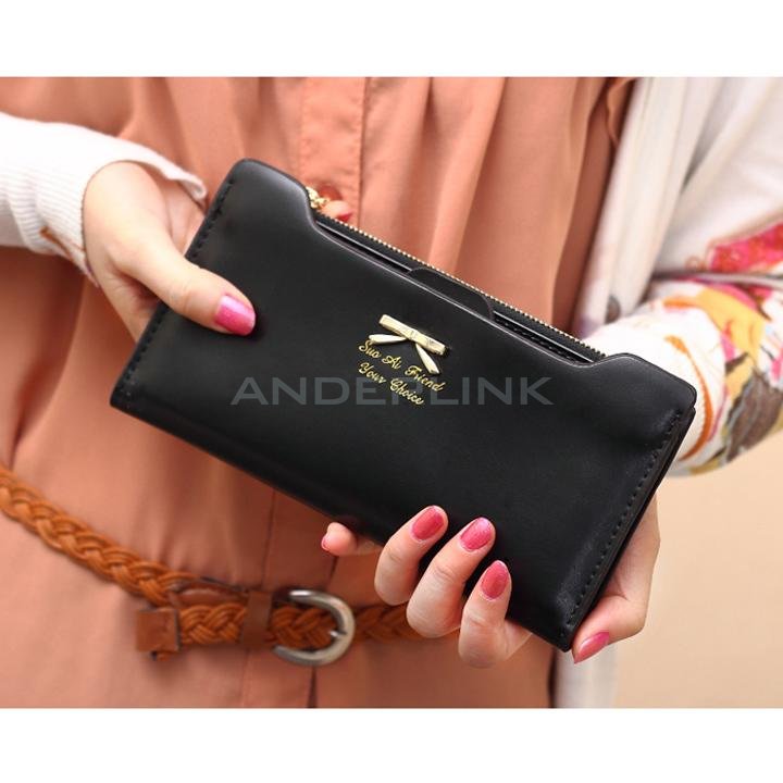 unknown Korean Version of sweet and cute bow Multi- Card Handbag Ms. Long Wallet