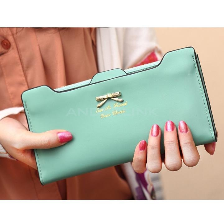 unknown Korean Version of sweet and cute bow Multi- Card Handbag Ms. Long Wallet