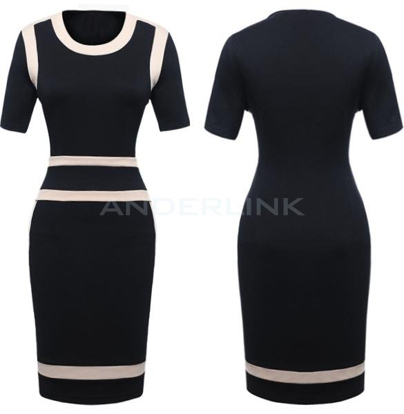 unknown Women's Business Style Black Stretch Slim Evening Party Bodycon Ladies Dress 5 Sizes
