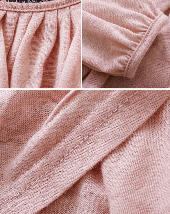 Korean Women Sweet Women's Long Sleeve Slim Waist Cotton Blend Dress With Belt