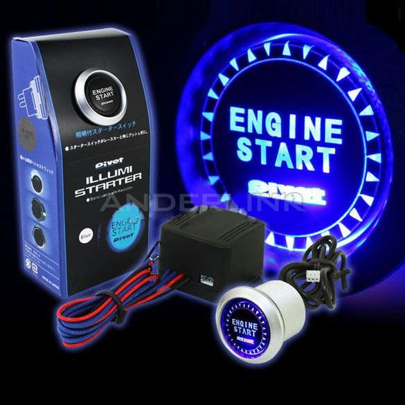 unknown New Universal Auto Car Keyless Entry System LED Illumination Engine Ignition Push Start Button Starter Kit With Retail Box