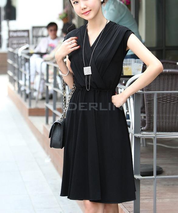 Womens New Charming Deep V-neck Sleeveless Dress Sundress With Chest Wrap