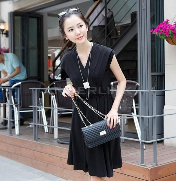 Womens New Charming Deep V-neck Sleeveless Dress Sundress With Chest Wrap