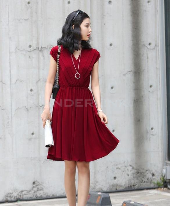 Womens New Charming Deep V-neck Sleeveless Dress Sundress With Chest Wrap