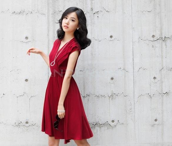 Womens New Charming Deep V-neck Sleeveless Dress Sundress With Chest Wrap