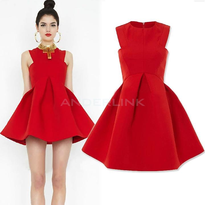 unknown Women Fashion 4 Colors Sleeveless Bubble Dress High Quality  Lady's Cocktail Dress