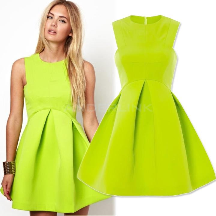 unknown Women Fashion 4 Colors Sleeveless Bubble Dress High Quality  Lady's Cocktail Dress