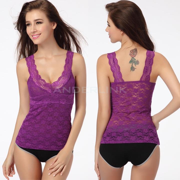 unknown Women's Slim Sexy Lace Hollow-Out Vest Sleeveless Tank Tops Cami Camisole