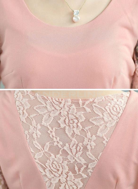 Women's Spring Summer Casual Dresses 2 Pieces Dress With Belt Waist Skirt Lace Sleeve