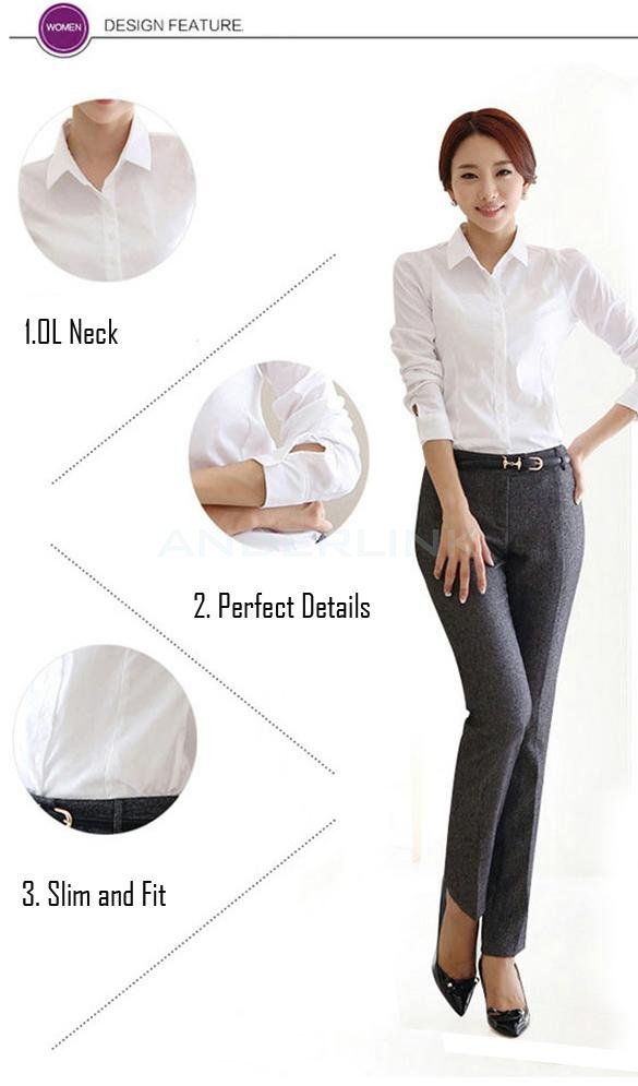 unknown Stylish Women's Long Sleeve OL Shirt Spring/Summer White Shirt Top Blouse