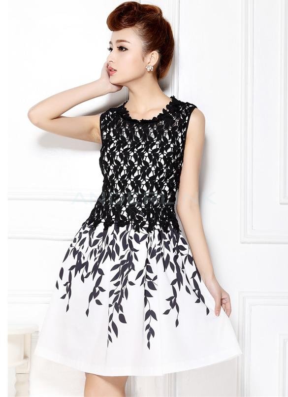 unknown Women Embroidery Lace Dress Summer Runway Sleeveless Dresses