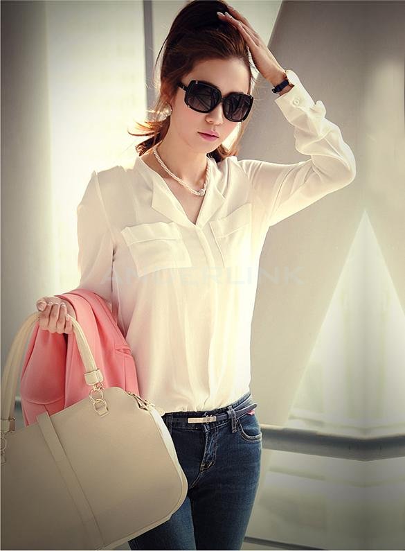 unknown Womens Long Sleeve OL Career Chiffon Tops Blouse Button Down Shirt T-shirt New