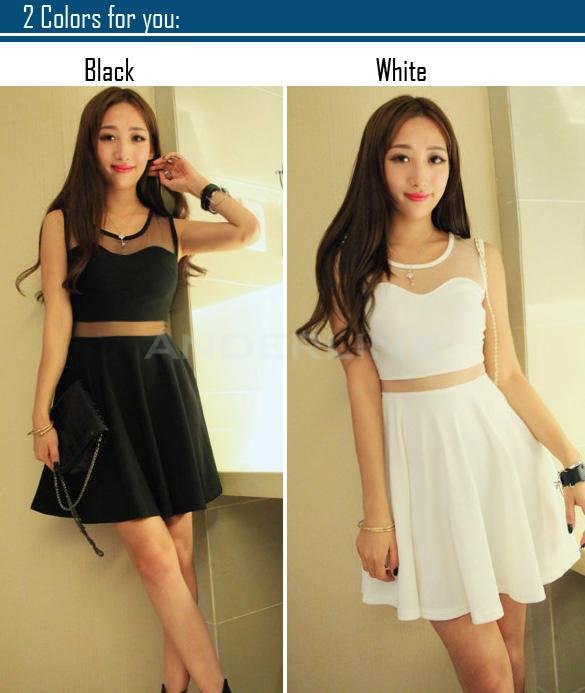 Sexy Women Sleeveless Net Yarn Mini Skirt Dress Night Club Vest Dress