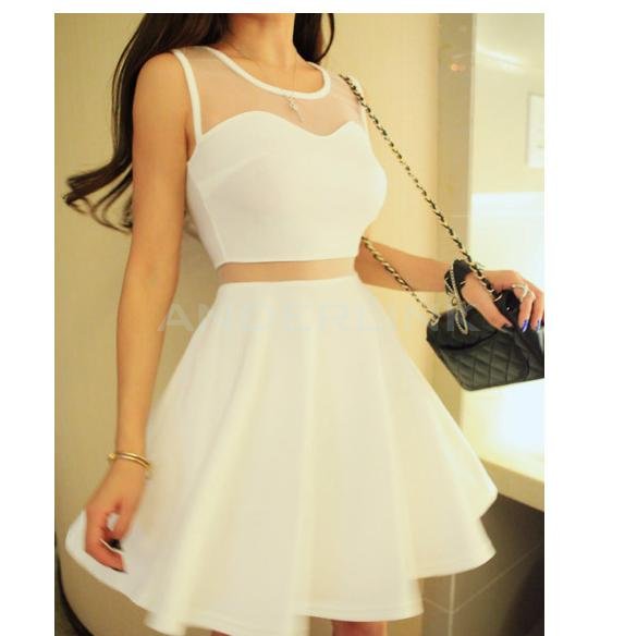 Sexy Women Sleeveless Net Yarn Mini Skirt Dress Night Club Vest Dress